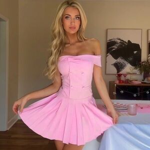 Elegant Pink Off-Shoulder Dress